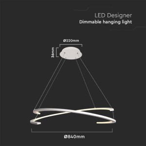 Lampadario LED a sospensione 2 mezzalune 48W bianco V-TAC VT-7908 - foto 7