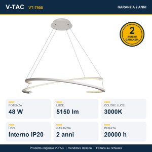 Lampadario LED a sospensione 2 mezzalune 48W bianco V-TAC VT-7908 - foto 8
