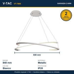 Lampadario LED a sospensione 2 mezzalune 48W bianco V-TAC VT-7908 - foto 9
