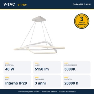Lampadario LED a sospensione 48W bianco V-TAC VT-7909 - foto 7