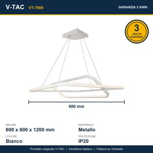 Lampadario LED a sospensione 48W bianco V-TAC VT-7909 - foto 8