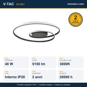 Plafoniera LED 48W TRIAC dimmerabile nera V-TAC VT-7911 - foto 8