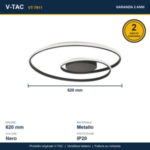 Plafoniera LED 48W TRIAC dimmerabile nera V-TAC VT-7911 - foto 9