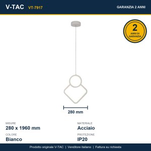 Lampadario LED a sospensione 12W Bianco V-TAC VT-7917 - foto 9