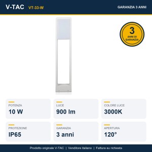 Paletto LED da giardino 10W IP65 bianco V-TAC VT-33-W - foto 10
