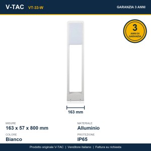 Paletto LED da giardino 10W IP65 bianco V-TAC VT-33-W - foto 11