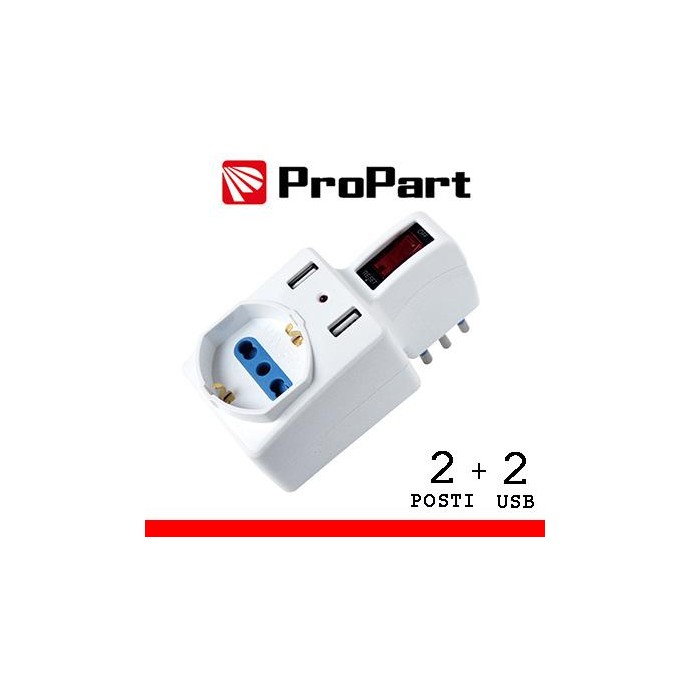 Adattatore 2pos bipasso/schuko +USB spina10A salvasp. + int. Adattatore 2pos bipasso/schuko +USB spina10A salvasp. + int.