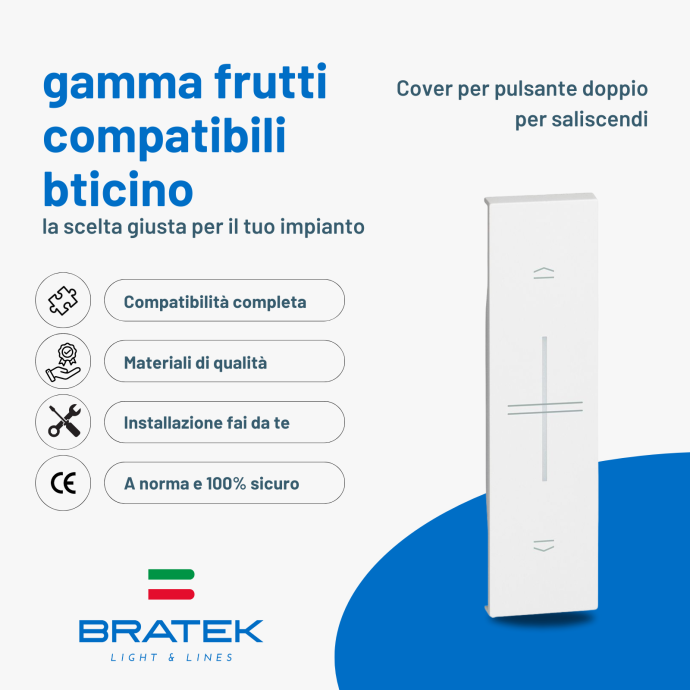 Cover compatibile pulsante doppio bianca Bticino Living Now Biesse