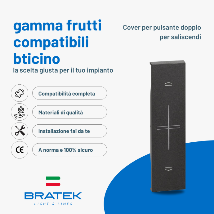 Cover compatibile per pulsante doppio saliscendi nero Biesse Living Now
