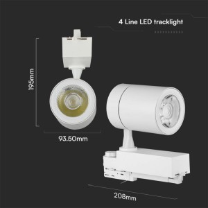 Faretto LED 35W 20° per binario trifase bianco V-TAC VT-4536 - foto 11