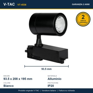 Faretto LED 35W 20° per binario trifase bianco V-TAC VT-4536 - foto 13