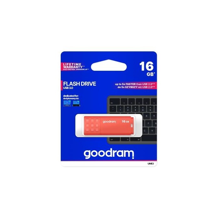Pendrive GoodRAM 16GB UME3 orange USB 3.0 - retail blister Pendrive GoodRAM 16GB UME3 orange USB 3.0 - retail blister