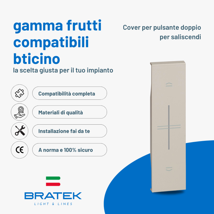 Cover saliscendi pulsante doppio Sabbia compatibile bticino Living Now Biesse