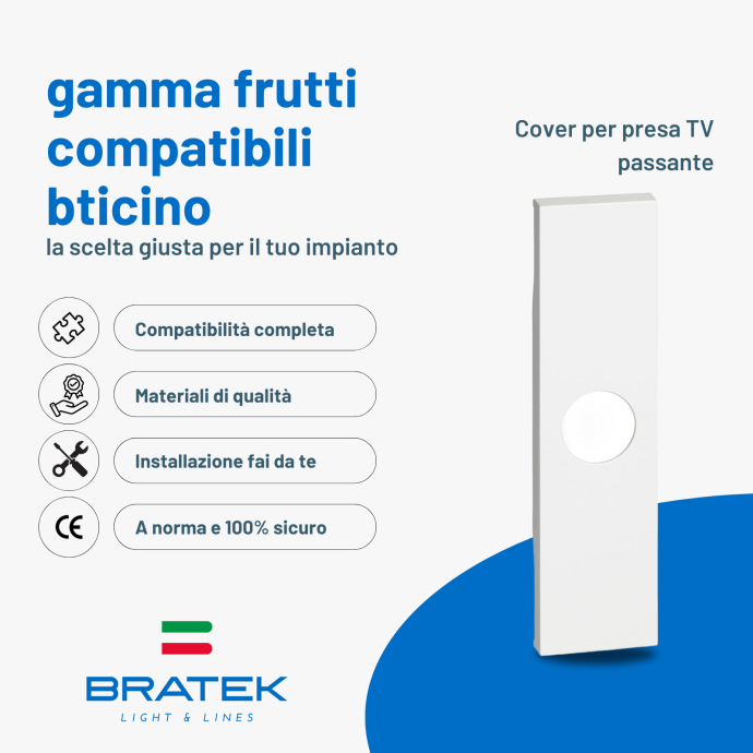 Cover copritasto presa TV bianca compatibile bticino Living Now Biesse