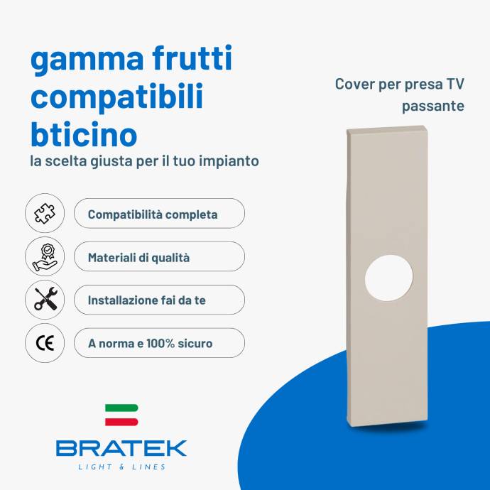 Cover presa TV compatibile bticino Living Now sabbia Biesse
