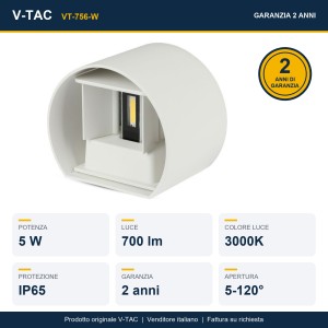 Applique LED da esterno doppio COB 5W IP65 bianca V-TAC VT-756-W - foto 10