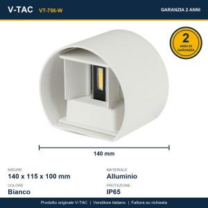 Applique LED da esterno doppio COB 5W IP65 bianca V-TAC VT-756-W - foto 11