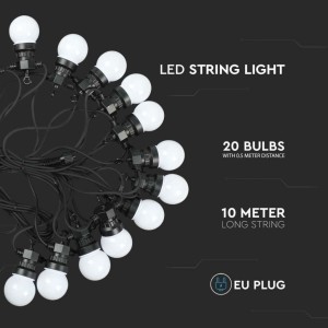 Catenaria LED da giardino 10m 20 lampadine IP44 bianca V-TAC VT-71020 - foto 6