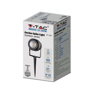 Faretto LED da giardino con picchetto 12W IP65 grigio V-TAC VT-857-G - foto 5