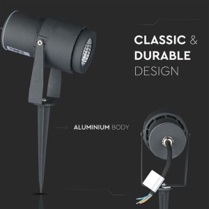 Faretto LED da giardino con picchetto 12W IP65 grigio V-TAC VT-857-G - foto 8