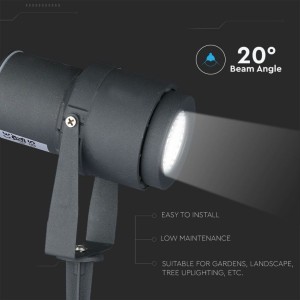 Faretto LED da giardino con picchetto 12W IP65 grigio V-TAC VT-857-G - foto 9