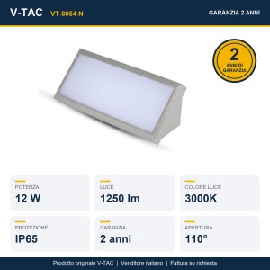 Applique LED da esterno 12W IP65 grigia V-TAC VT-8054-N - foto 9