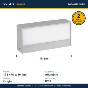 Applique LED da esterno 9W IP65 grigia V-TAC VT-8056 - foto 12
