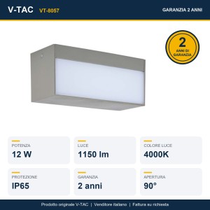 Applique LED da esterno 12W IP65 grigia V-TAC VT-8057 - foto 11