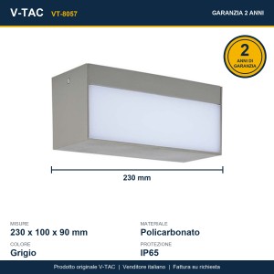 Applique LED da esterno 12W IP65 grigia V-TAC VT-8057 - foto 12