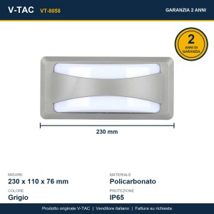 Applique LED da esterno 12W IP65 grigia V-TAC VT-8058 - foto 12