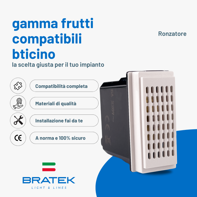 Ronzatore Suoneria Bianco Compatibile Bticino Living Now Biesse