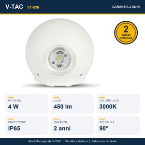 Applique LED da esterno 4W IP65 bianca V-TAC VT-836 - foto 8