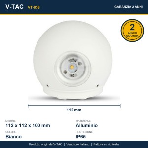 Applique LED da esterno 4W IP65 bianca V-TAC VT-836 - foto 9
