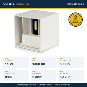 Applique LED da esterno 11W IP65 V-TAC VT-759-12-W - foto 15