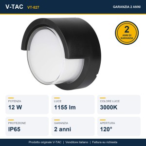 Applique LED da esterno 12W IP65 nera V-TAC VT-827 - foto 10