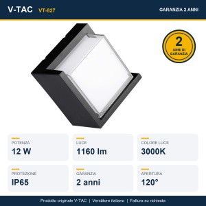 Applique LED da esterno 12W IP65 nera V-TAC VT-827 - foto 13