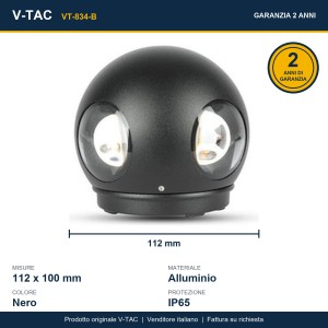 Applique LED da esterno 4W IP65 nera V-TAC VT-834-B - foto 8