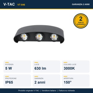 Applique LED da esterno 5W IP65 bianca doppio fascio V-TAC VT-846 - foto 9