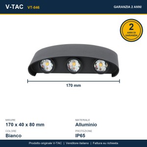 Applique LED da esterno 5W IP65 bianca doppio fascio V-TAC VT-846 - foto 10