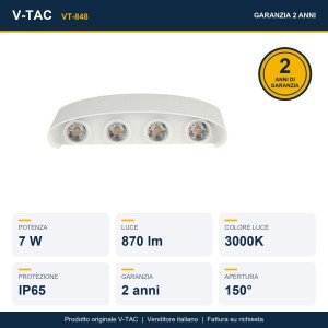 Applique LED da esterno 7W IP65 Up/Down bianca V-TAC VT-848 - foto 10