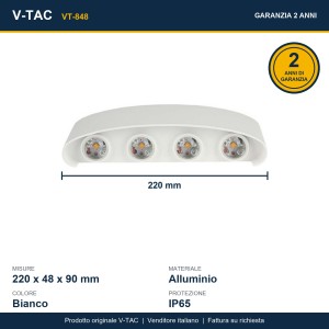 Applique LED da esterno 7W IP65 Up/Down bianca V-TAC VT-848 - foto 11