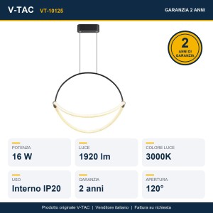 Lampadario LED a sospensione 16W nero V-TAC VT-10125 - foto 8