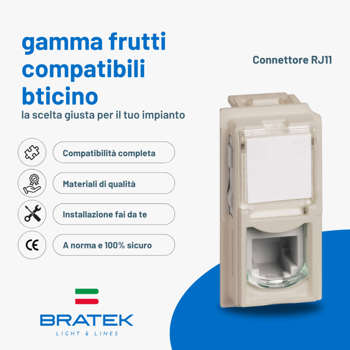 Presa telefono RJ11 sabbia compatibile Bticino Living Now Biesse