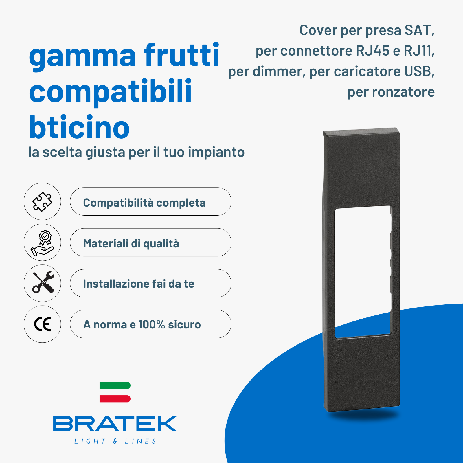Presa Connettore RJ45 Cat.5E Bticino Living Now Sabbia Con Copertura Per RJ11/45 - Serie KM07