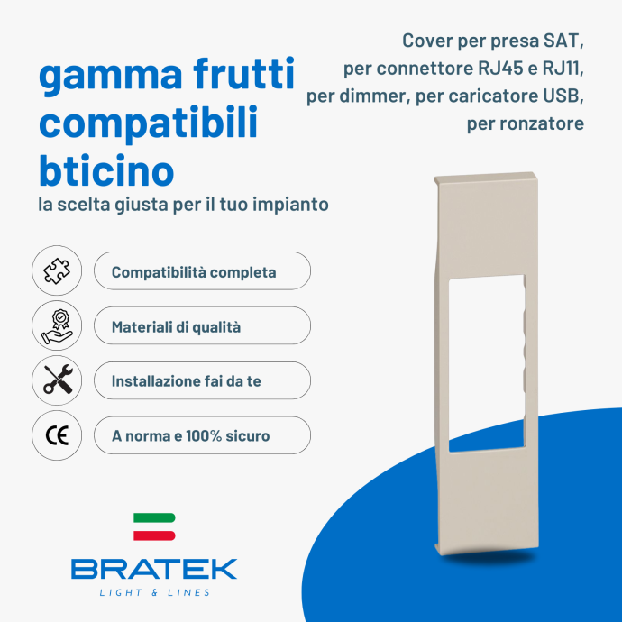 Cover compatibile bticino Living Now Sabbia per prese dati e telefono Biesse