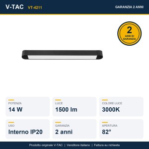 Faretto LED lineare da binario magnetico Slim 14W nero V-TAC VT-4211 - foto 10