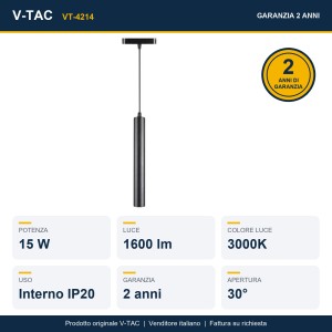 Faretto LED da binario magnetico 15W IP20 nero V-TAC VT-4214 - foto 10
