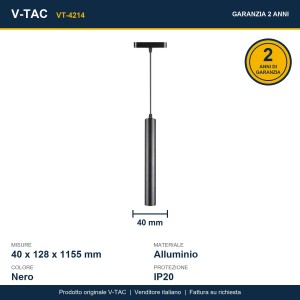 Faretto LED da binario magnetico 15W IP20 nero V-TAC VT-4214 - foto 11