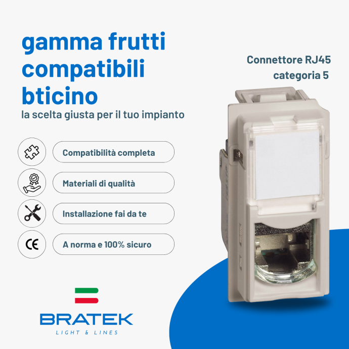 Presa LAN RJ45 CAT5 compatibile bticino Living Now Sabbia Biesse
