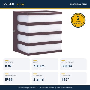 Applique LED da esterno 8W IP65 marrone V-TAC VT-732 - foto 8